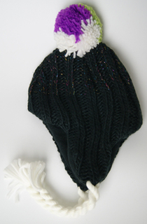 Acrylic Knitted New Beautiful Ladies Hat with Earflap Cap with Metal yarn and POM